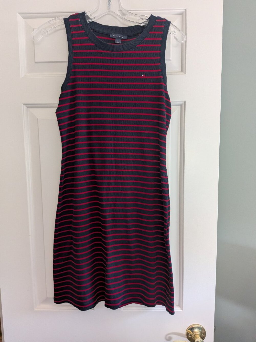 Tommy Hilfiger Navy/Red Stripe Sleeveless Tank Dress - Size M- Pre-owned